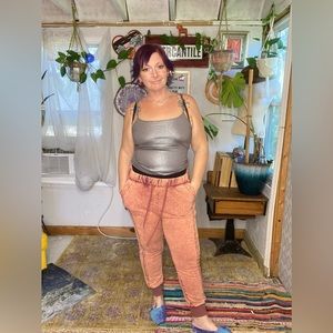 Oddy Rust Orange Acid Wash Casual Retro 90s Jogger Size Small